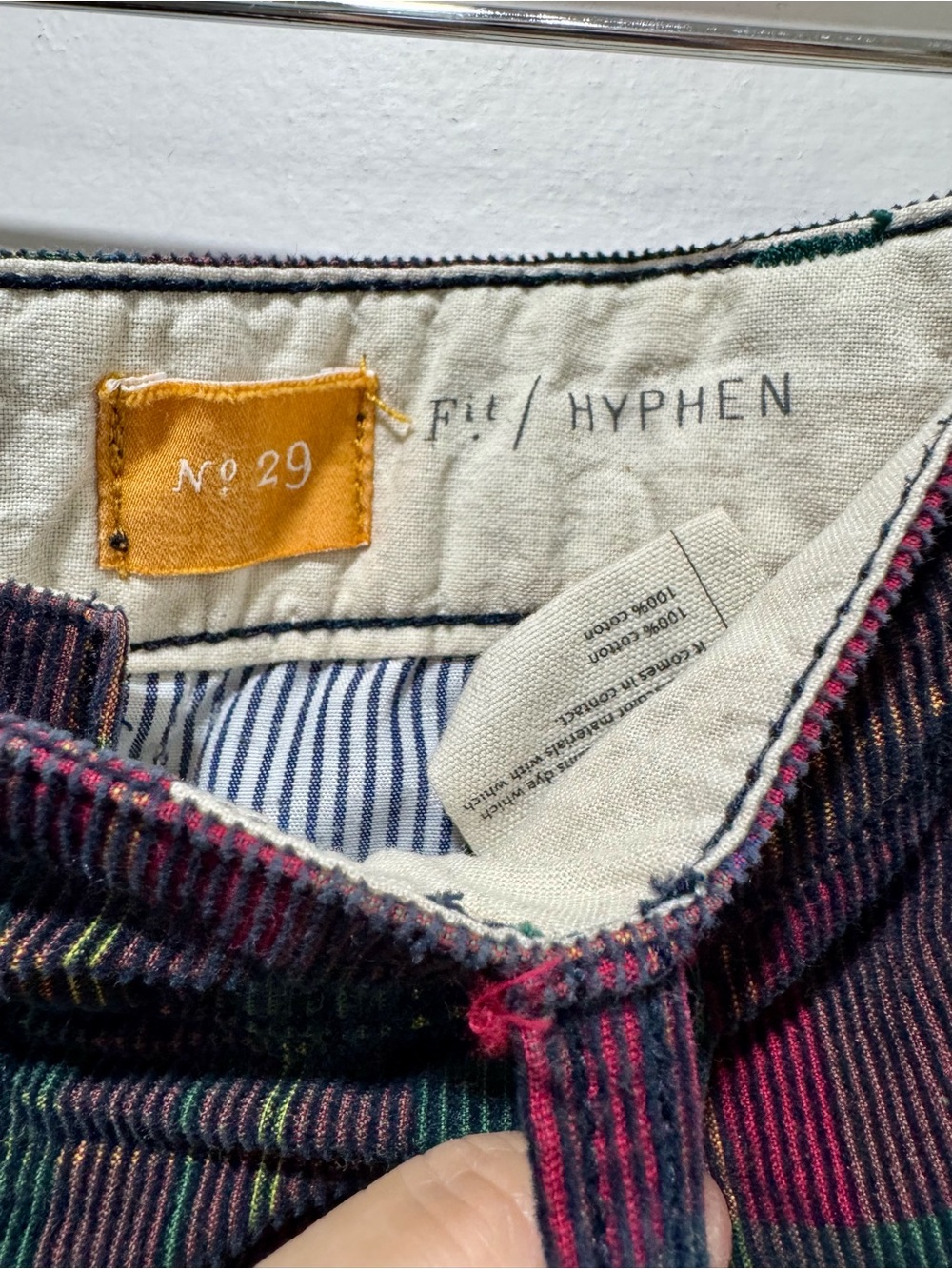Anthropologie Pilcro and the Letterpress Hyphen Plaid Corduroy Pants Size 29 - Picture 5 of 6